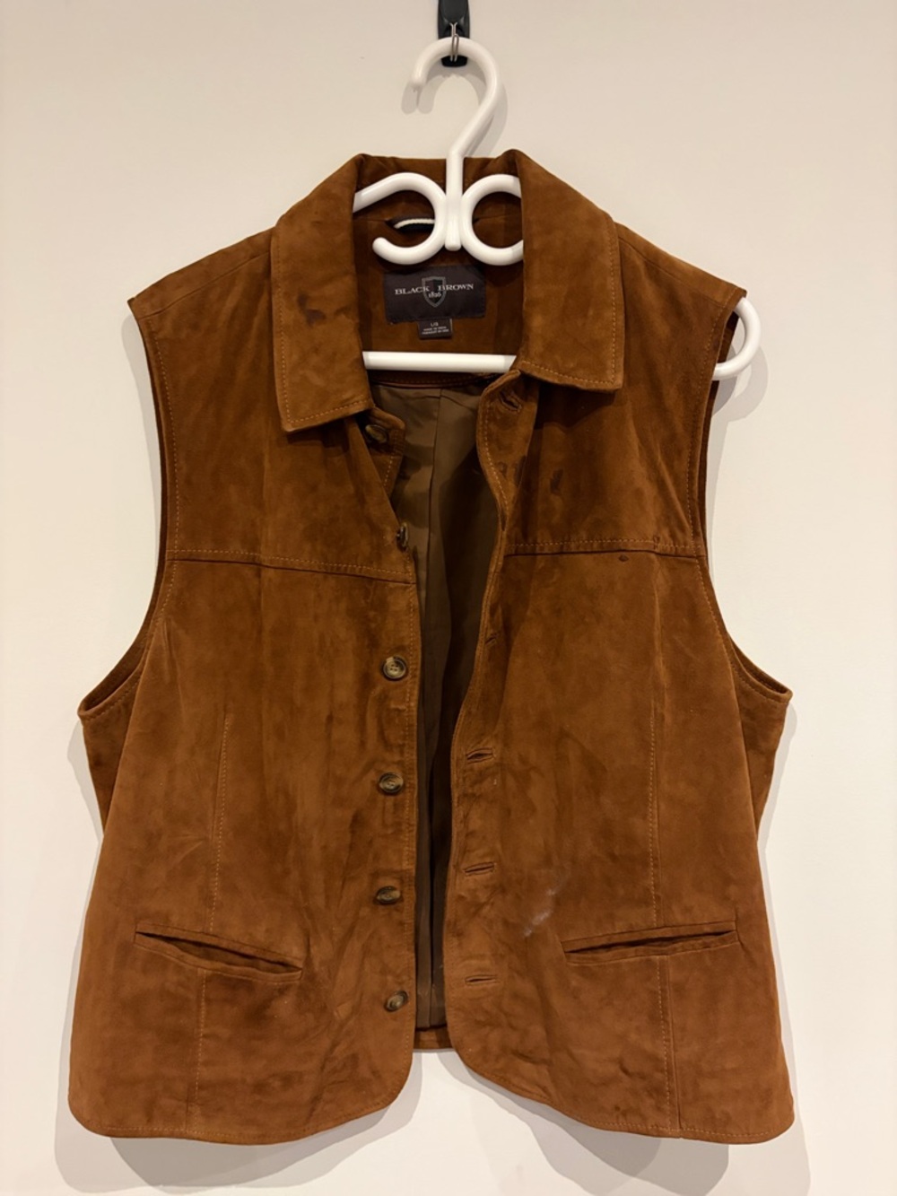Men’s Vintage Black Brown 1826 Suede Button-Front Vest - Chestnut Brown